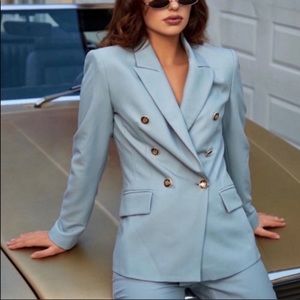 ZARA NWT DOUBLE BREASTED BLUE BLAZER XS